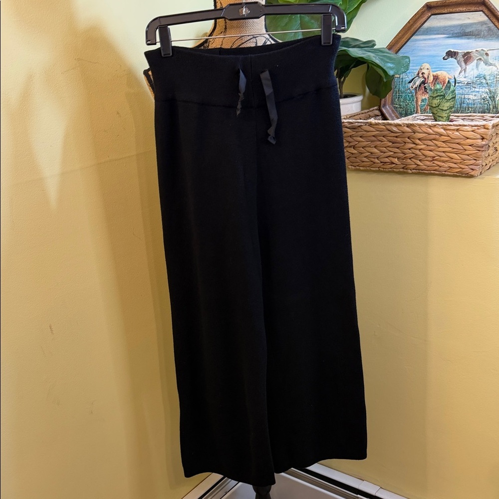 MER-SEA Catalina Pant Black Wide-Leg Drawstring Knit Pants Large